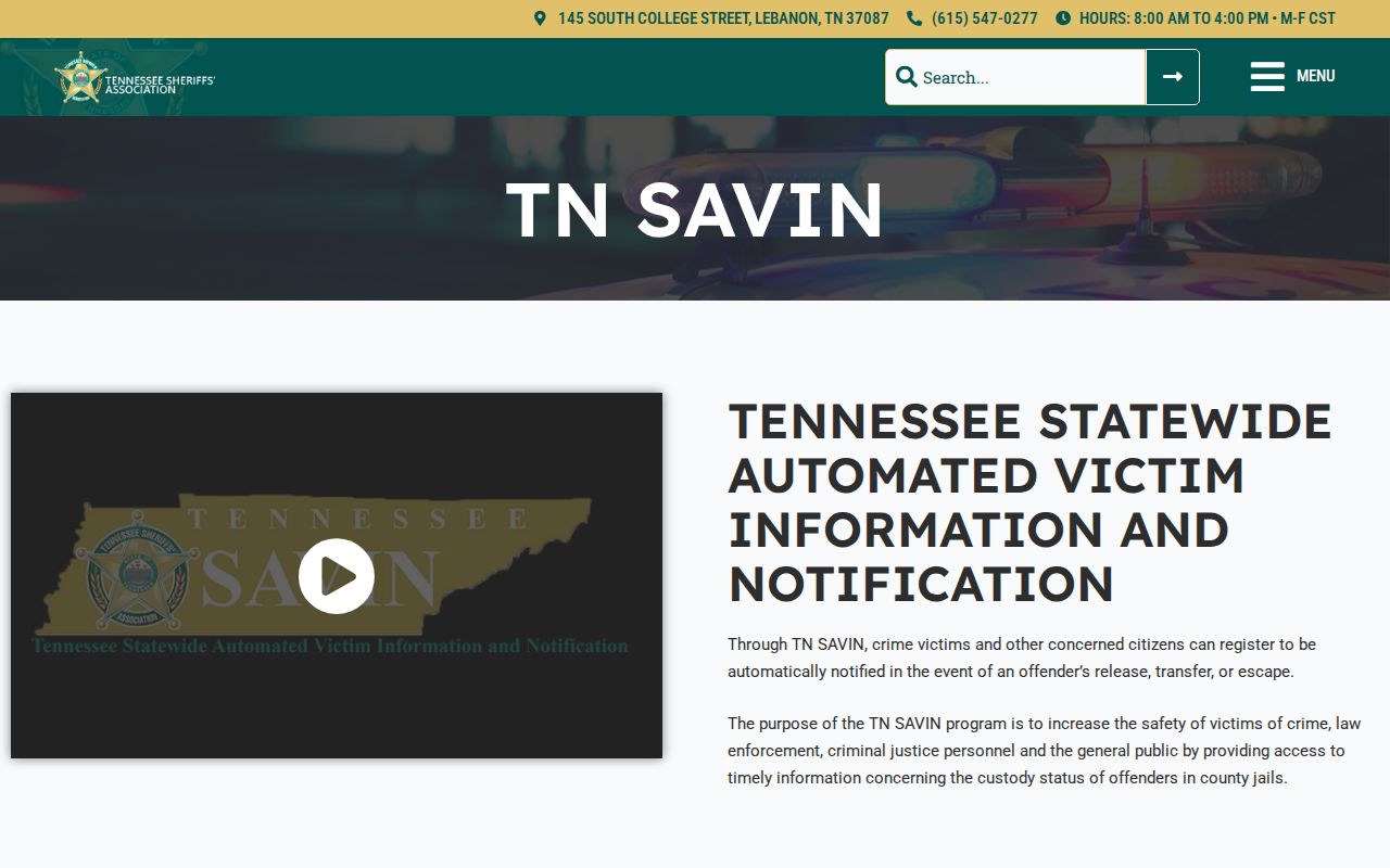 TN SAVIN options for Carroll County same-day arrest custody checks