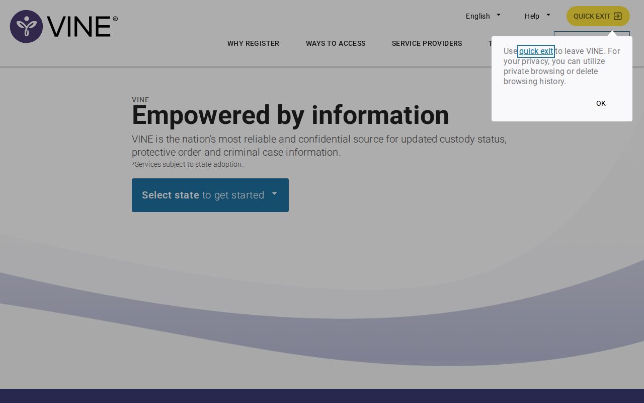 VINELink search interface for a Carroll County custody check